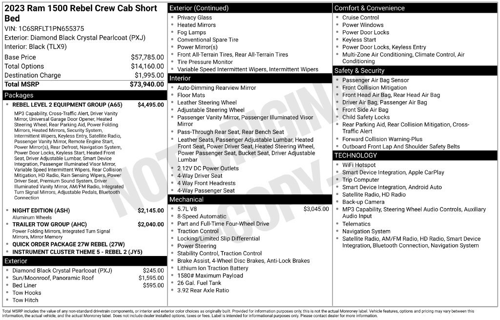 Used 2023 RAM 1500 Rebel w/ Rebel Level 2 Equipment Group AWD/4WD image 6