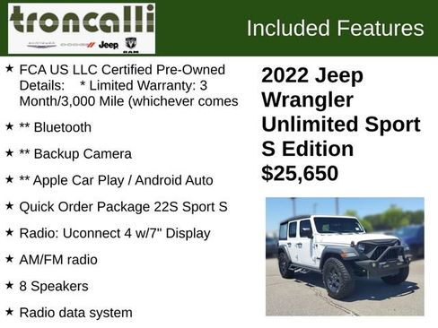 Used 2022 Jeep Wrangler Unlimited Sport AWD/4WD image 5