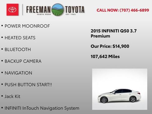 Used 2015 INFINITI Q50 Premium w/ Navigation Package RWD image 9