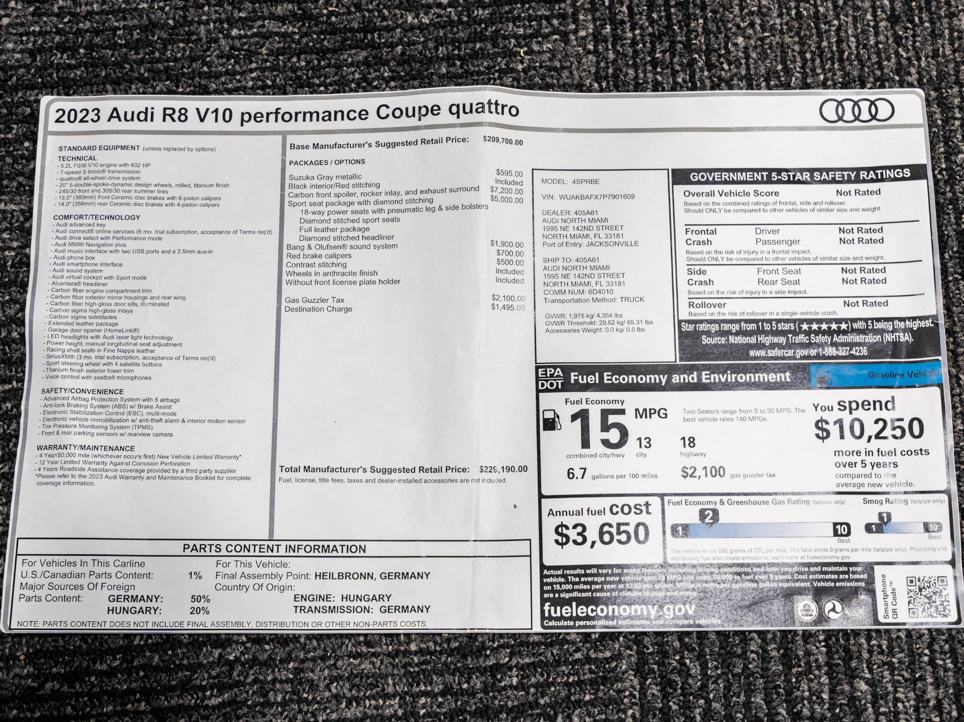 Used 2023 Audi R8 V10 performance AWD/4WD image 86