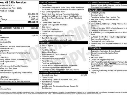 Used 2010 Lexus HS 250h Premium w/ Preferred Accessory Package FWD image 11