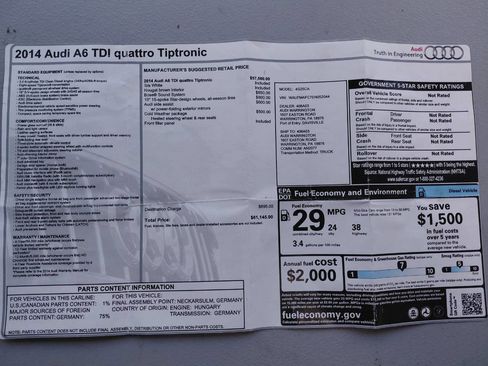Used 2014 Audi A6 TDI Premium Plus w/ Cold Weather Package AWD/4WD image 16