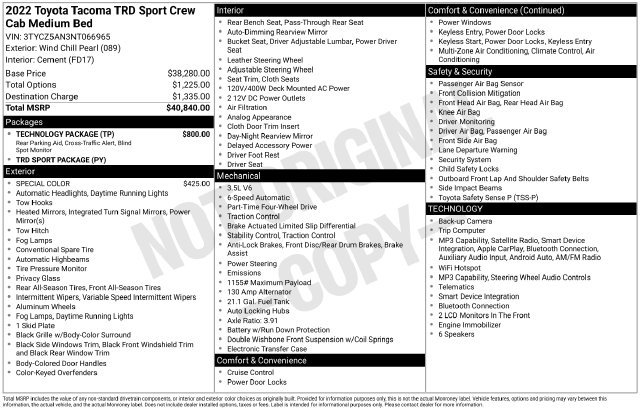 Certified 2022 Toyota Tacoma TRD Sport w/ Technology Package AWD/4WD image 34
