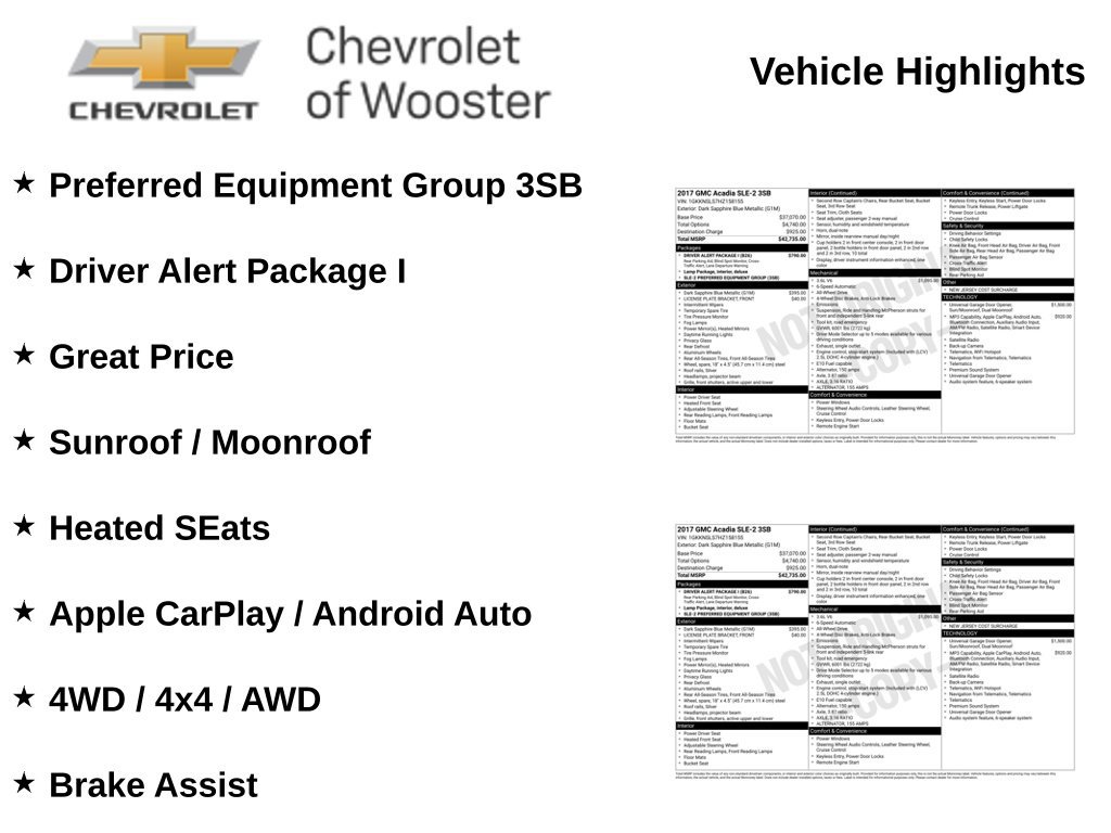 Used 2017 GMC Acadia SLE w/ Driver Alert Package I AWD/4WD image 2