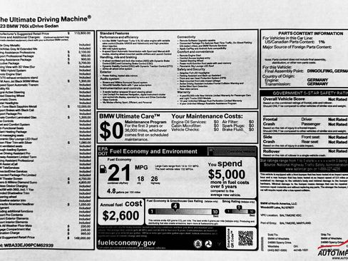 Used 2023 BMW 760i xDrive 760i xDrive w/ Executive Package image 93