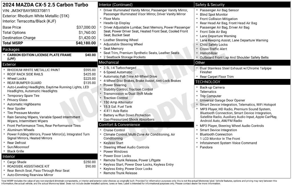 Used 2024 MAZDA CX-5 Carbon Edition AWD/4WD image 10