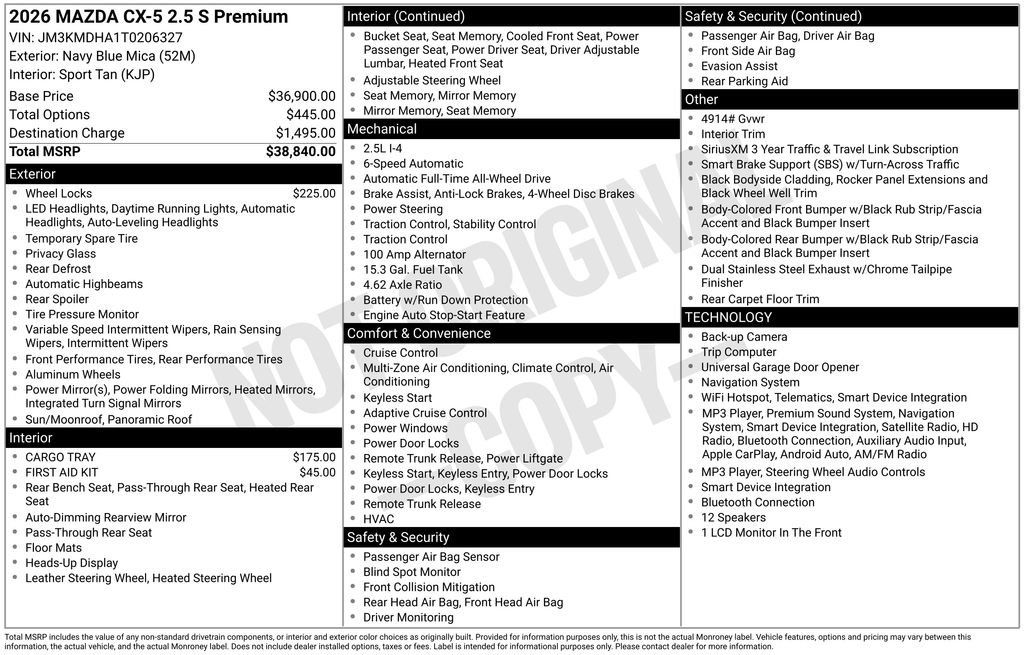 New 2026 MAZDA CX-5 2.5 S w/ Premium Package AWD/4WD image 34