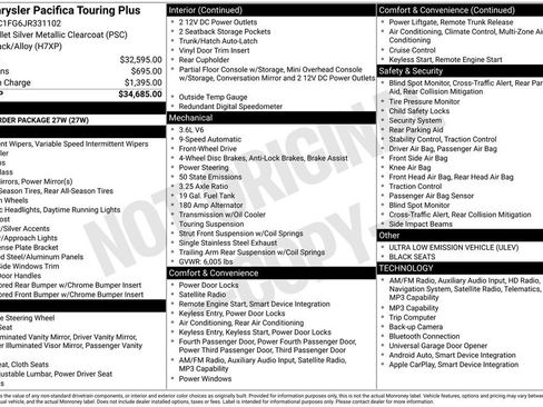 Used 2018 Chrysler Pacifica Touring Plus FWD image 2