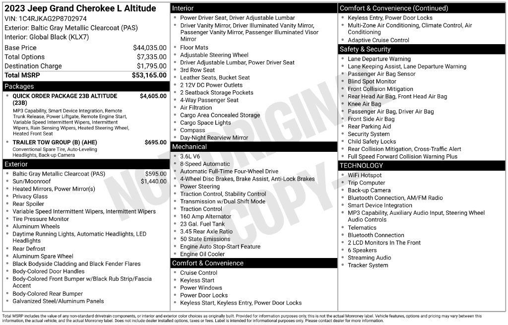 Used 2023 Jeep Grand Cherokee L Laredo AWD/4WD image 36
