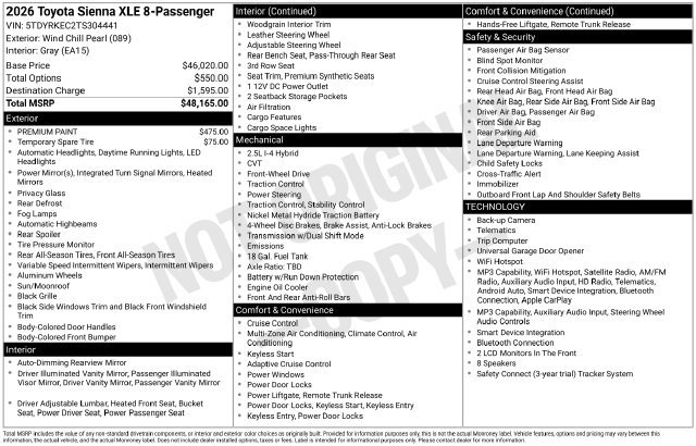 Used 2026 Toyota Sienna XLE FWD image 29