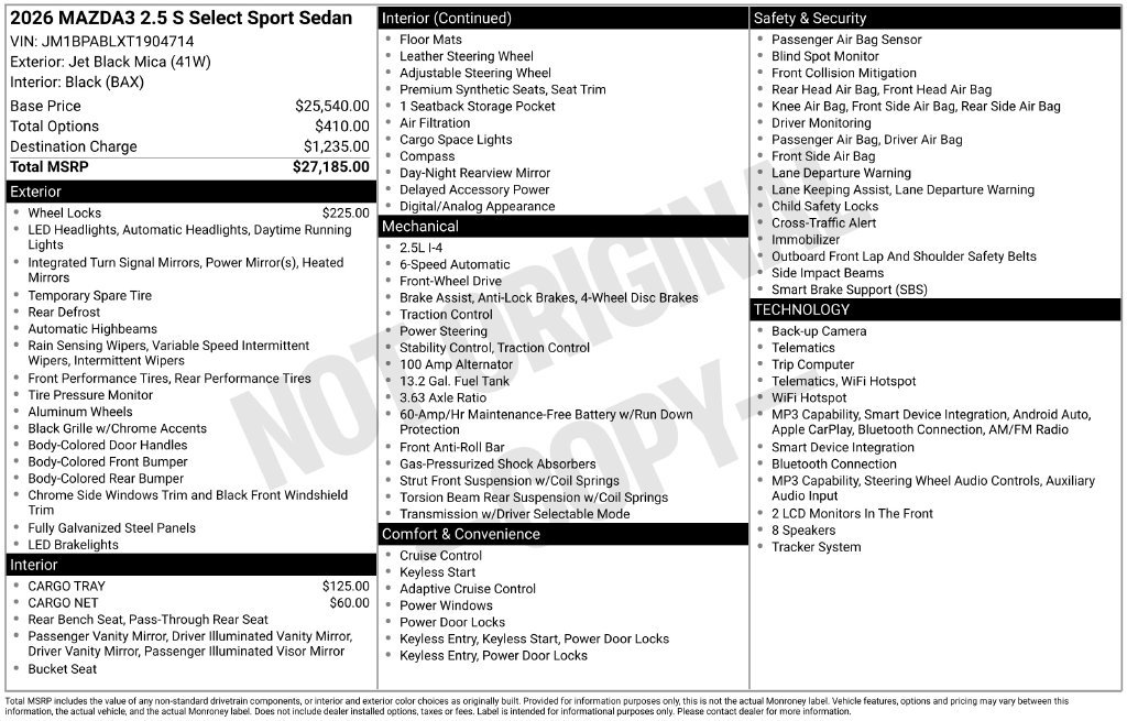 New 2026 MAZDA MAZDA3 s Sport FWD image 2