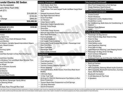 Used 2020 Hyundai Elantra SE w/ Cargo Package (C1) FWD image 2
