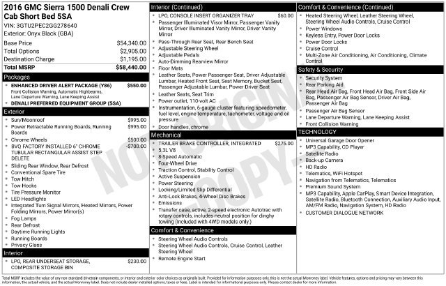 Used 2016 GMC Sierra 1500 Denali w/ Enhanced Driver Alert Package AWD/4WD image 43