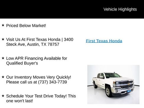Used 2018 Chevrolet Silverado 1500 LTZ w/ Texas Edition RWD image 10