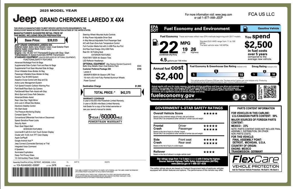 Certified 2025 Jeep Grand Cherokee Laredo X AWD/4WD image 7