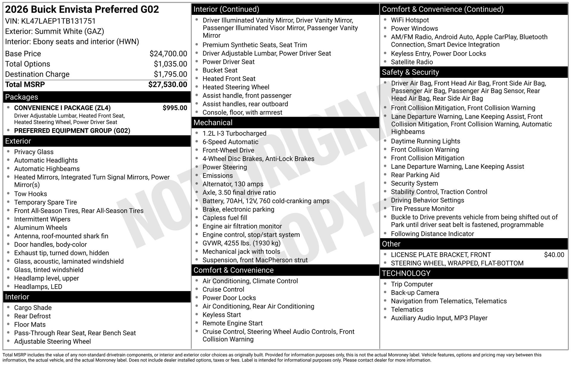 New 2026 Buick Envista Preferred w/ Convenience I Package FWD image 4