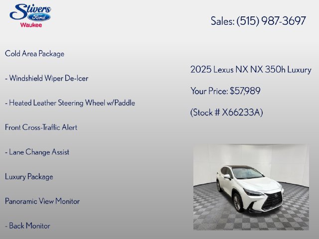 Used 2025 Lexus NX 350h AWD w/ Accessory Package (2T) image 8