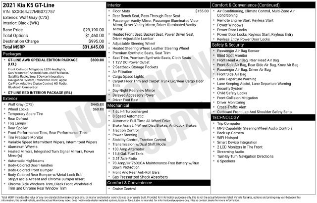 Certified 2021 Kia K5 GT-Line AWD/4WD image 16