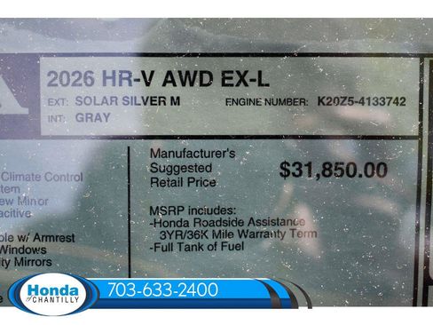New 2026 Honda HR-V EX-L image 36