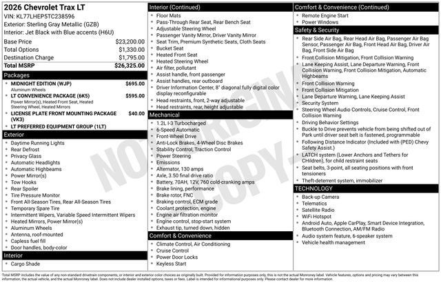 New 2026 Chevrolet Trax LT w/ Midnight Edition FWD image 18