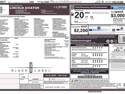 Certified 2023 Lincoln Aviator Black Label w/ Dynamic Handling Package AWD/4WD image 37