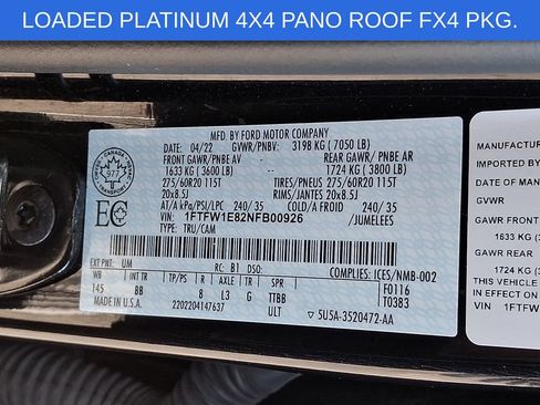 Used 2022 Ford F150 Platinum w/ FX4 Off-Road Package AWD/4WD image 28