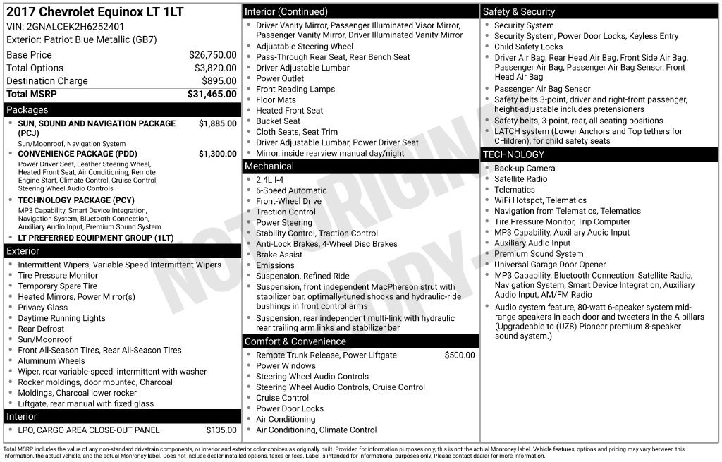 Certified 2017 Chevrolet Equinox LT FWD image 34