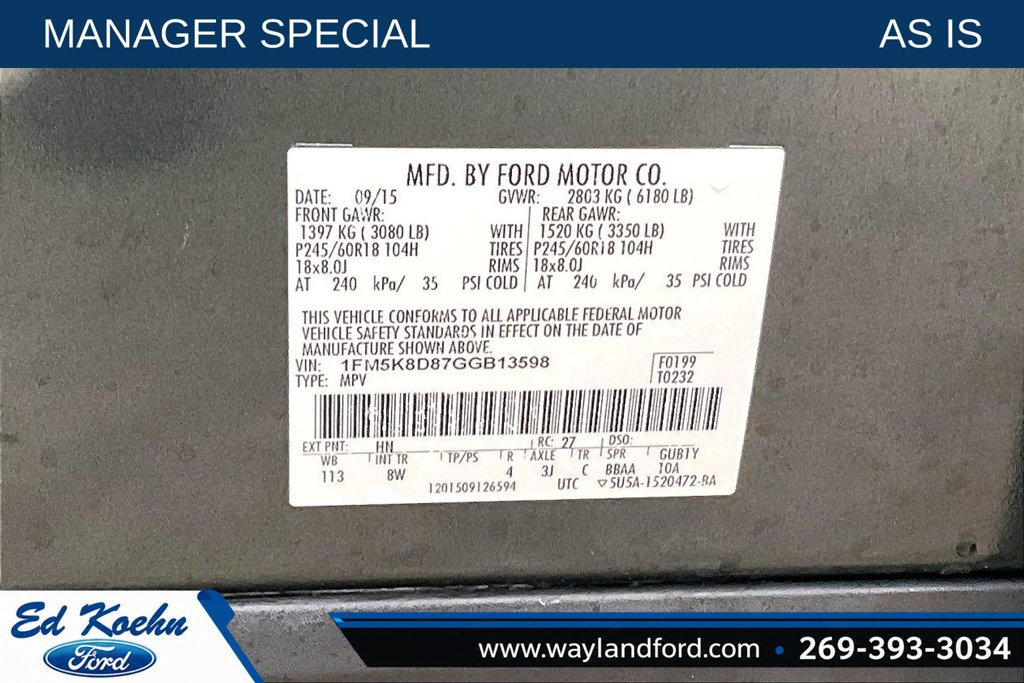 Used 2016 Ford Explorer XLT w/ Equipment Group 201A AWD/4WD image 34