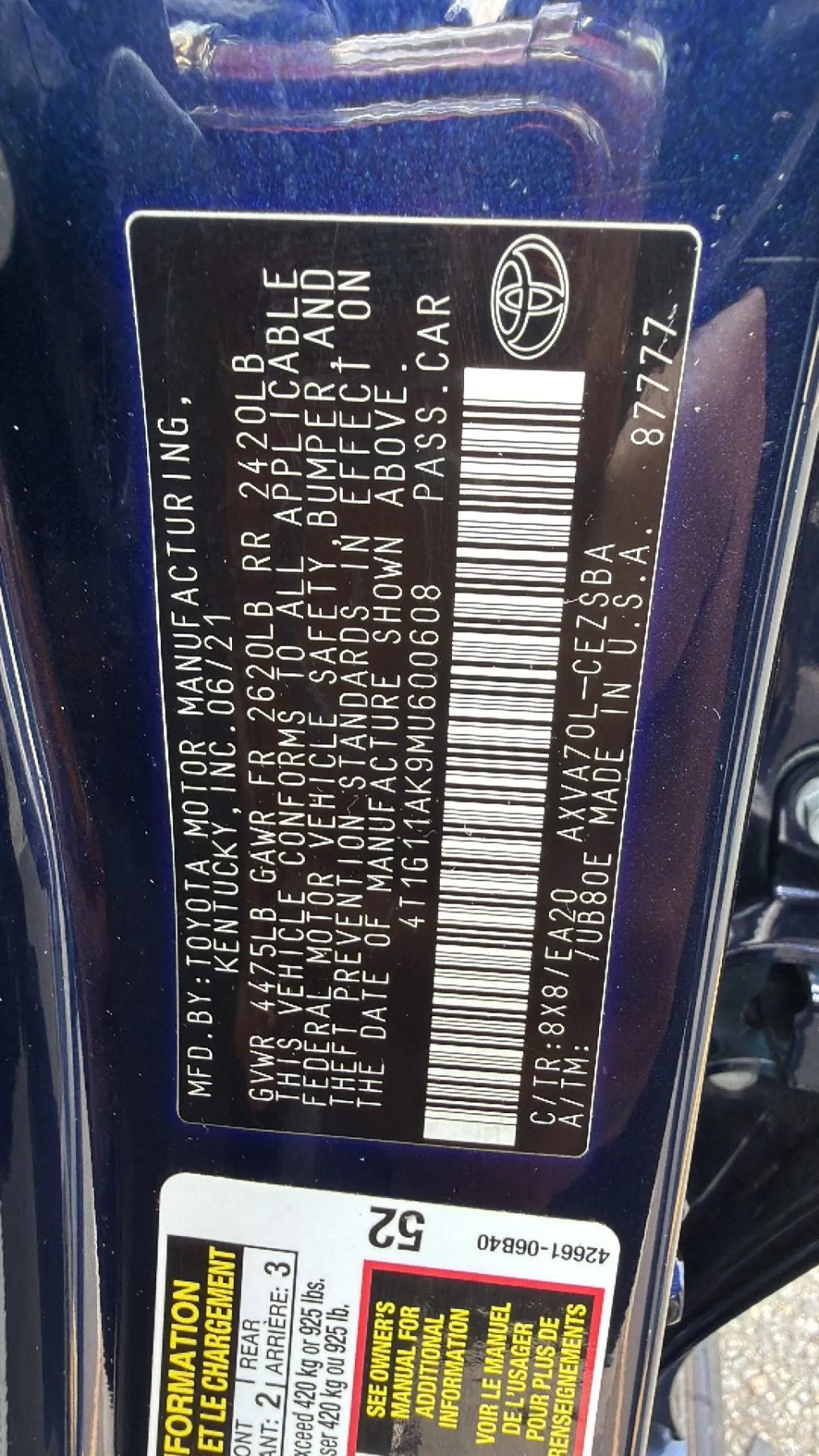 Used 2021 Toyota Camry SE FWD image 30