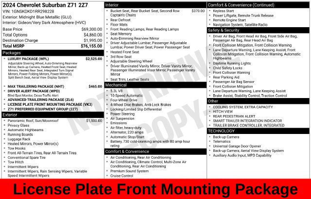 Used 2024 Chevrolet Suburban Z71 w/ Luxury Package AWD/4WD image 24