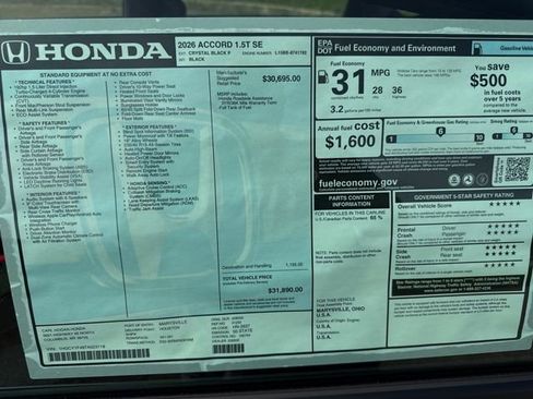 New 2026 Honda Accord SE image 11