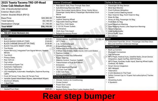 Used 2025 Toyota Tacoma TRD Off-Road AWD/4WD image 50
