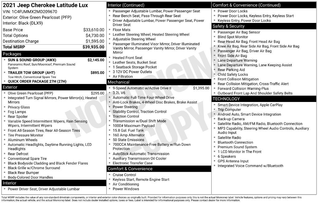 Used 2021 Jeep Cherokee Latitude Lux w/ Sun & Sound Group AWD/4WD image 6