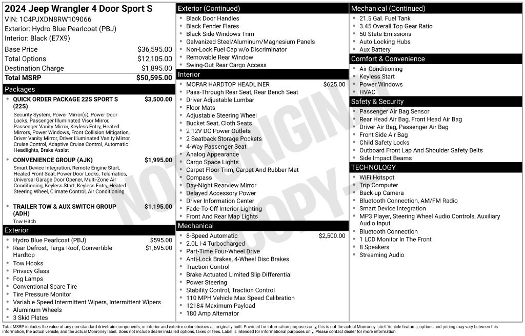 Used 2024 Jeep Wrangler Unlimited Sport AWD/4WD image 5