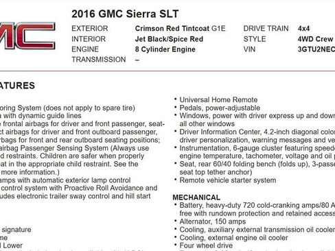 Used 2016 GMC Sierra 1500 SLT w/ All Terrain X Package image 17