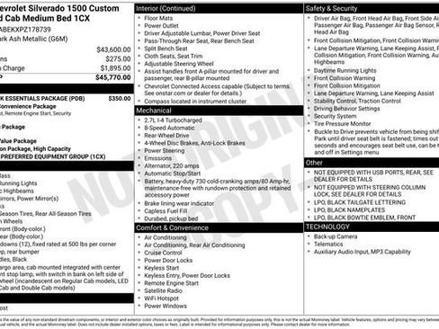 Used 2023 Chevrolet Silverado 1500 Custom w/ LPO, Dark Essentials Package RWD image 7