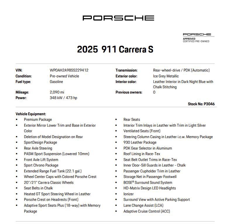 Certified 2025 Porsche 911 Carrera S RWD image 7