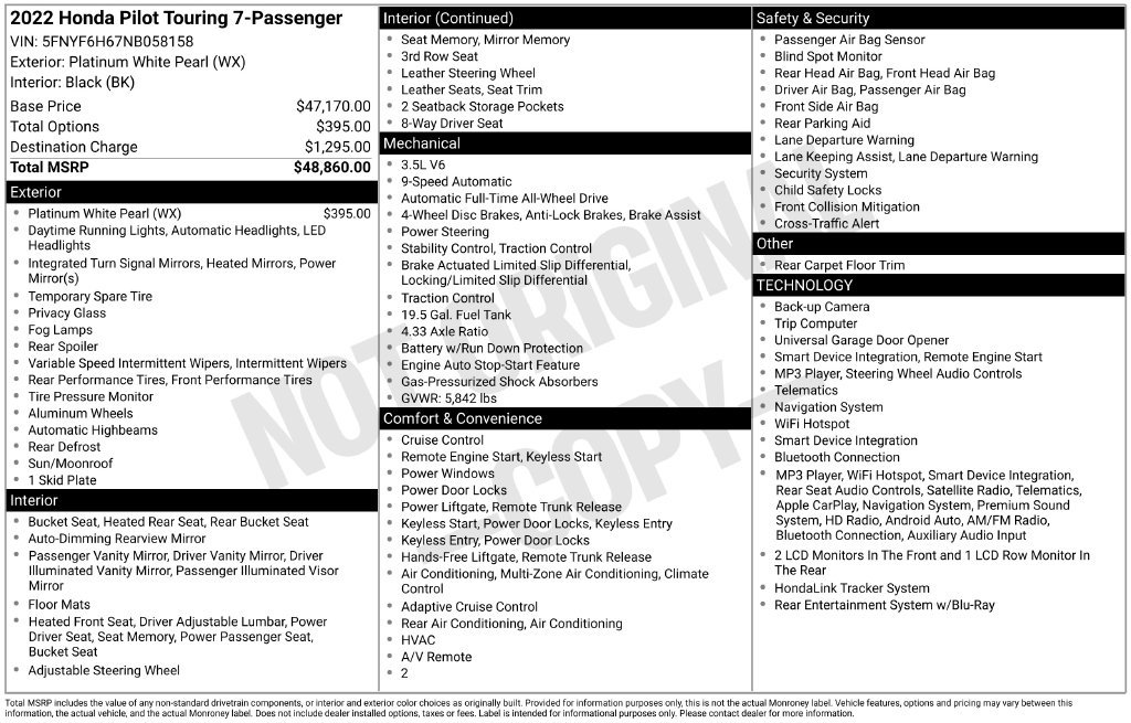 Used 2022 Honda Pilot Touring image 3