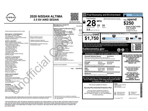 New 2026 Nissan Altima 2.5 SV w/ SV Premium Package image 2
