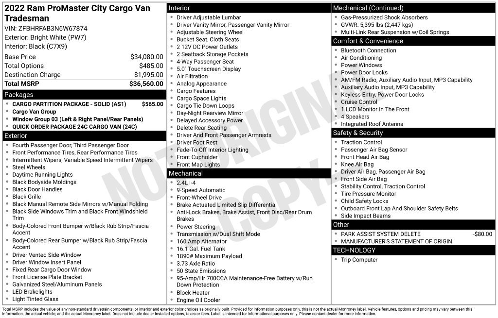 Used 2022 RAM ProMaster City Tradesman FWD image 18