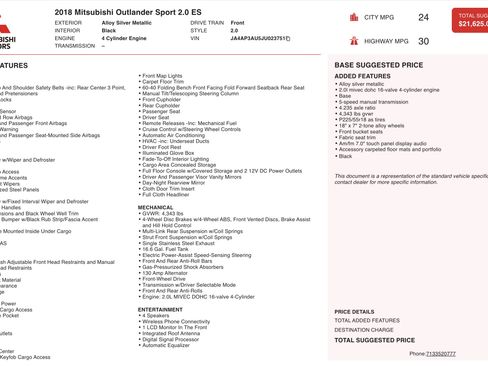 Used 2018 Mitsubishi Outlander Sport LE image 3