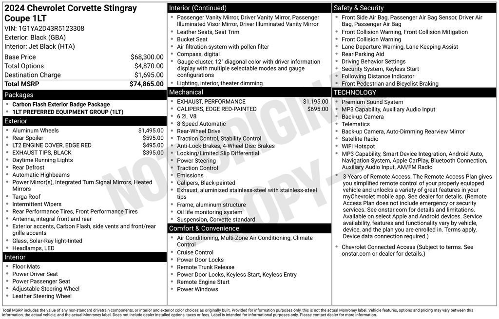Certified 2024 Chevrolet Corvette Stingray Coupe w/ 1LT RWD image 38