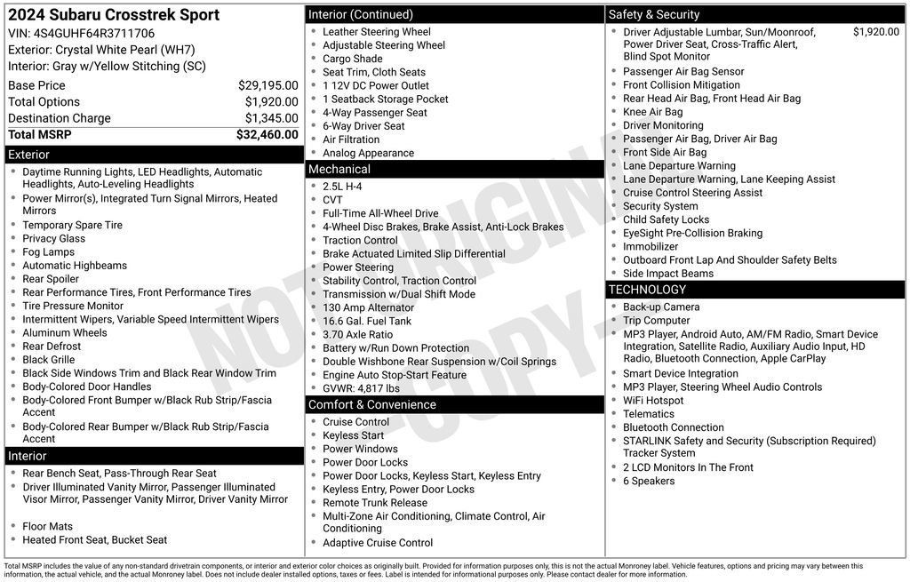 Certified 2024 Subaru Crosstrek 2.5i Sport AWD/4WD image 34