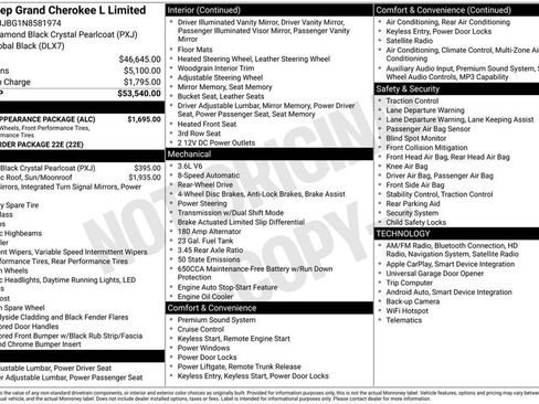 Used 2022 Jeep Grand Cherokee L Limited w/ Black Appearance Package RWD image 15