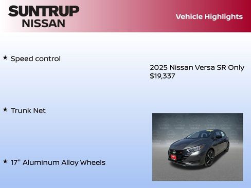 New 2025 Nissan Versa SR w/ Trunk Package image 30