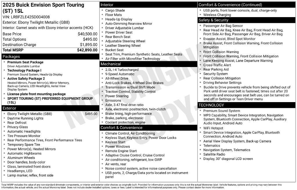 Certified 2025 Buick Envision Sport Touring AWD/4WD image 34
