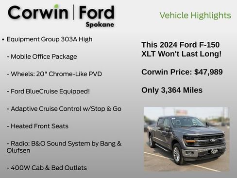 Used 2024 Ford F150 XLT w/ Equipment Group 303A High AWD/4WD image 7
