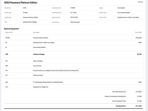 Certified 2023 Porsche Panamera Platinum Edition image 33