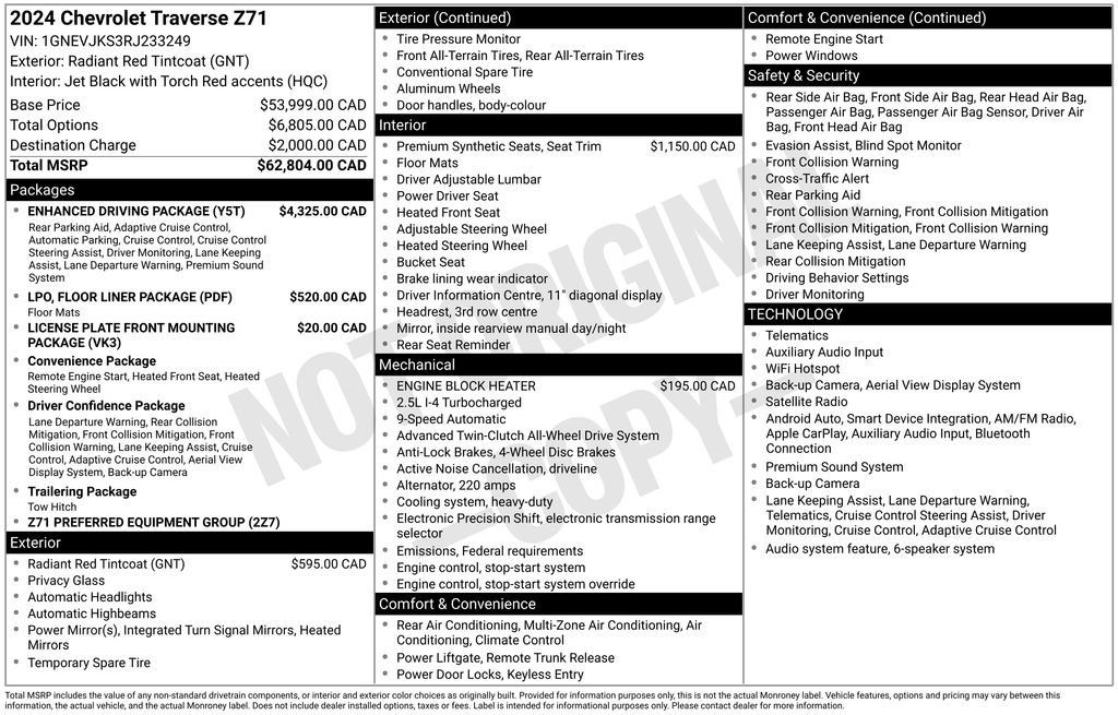 Used 2024 Chevrolet Traverse Z71 w/ Enhanced Driving Package AWD/4WD image 1