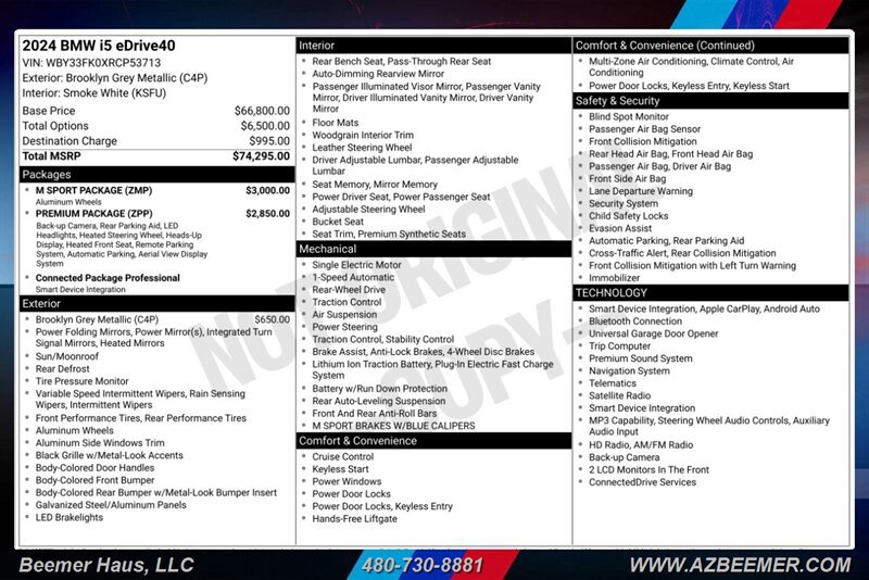 Used 2024 BMW i5 eDrive40i w/ M Sport Package RWD image 3